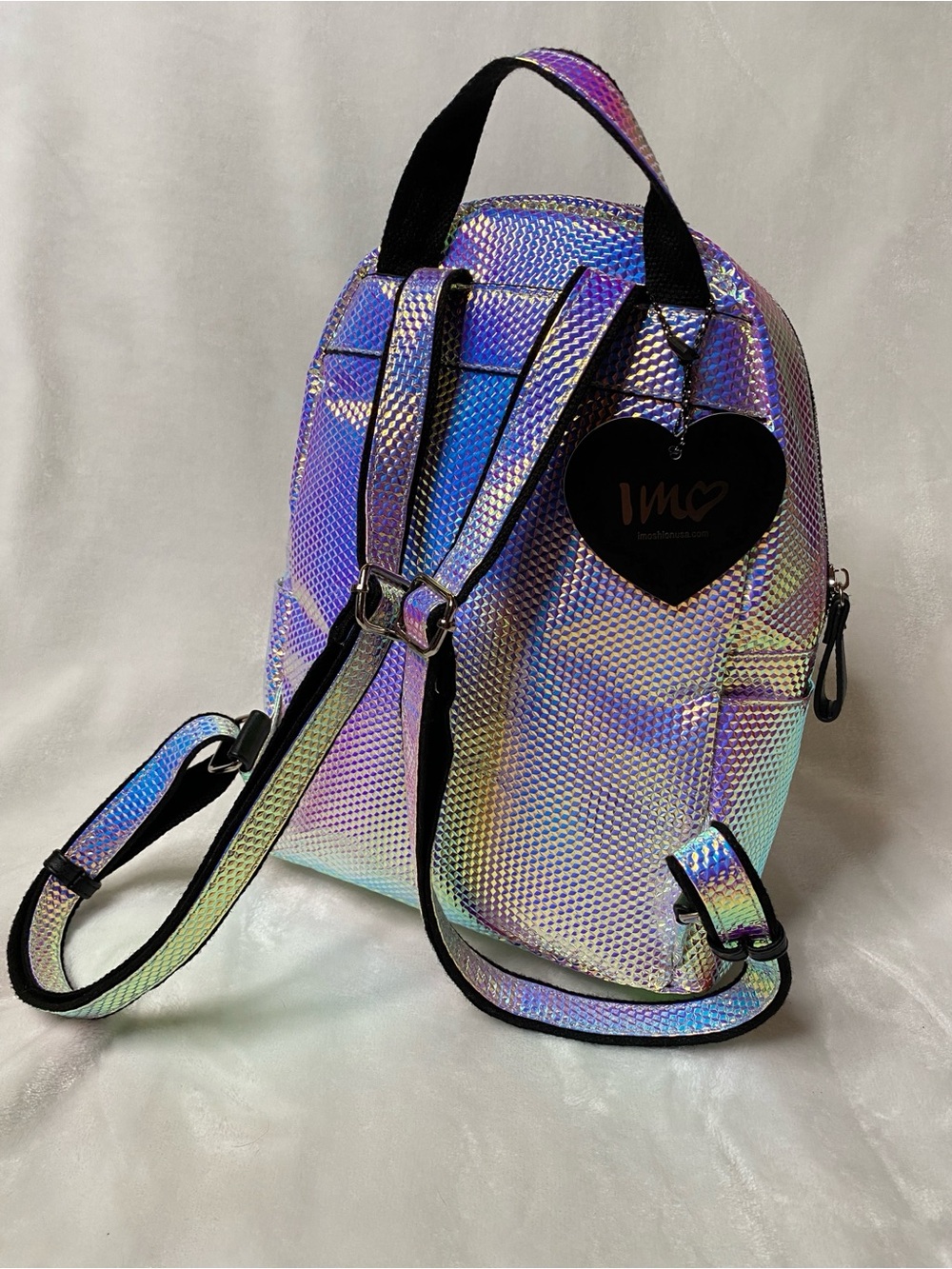 Holographic Color Shift Cyber Rave Mini Backpack - Picture 7 of 13